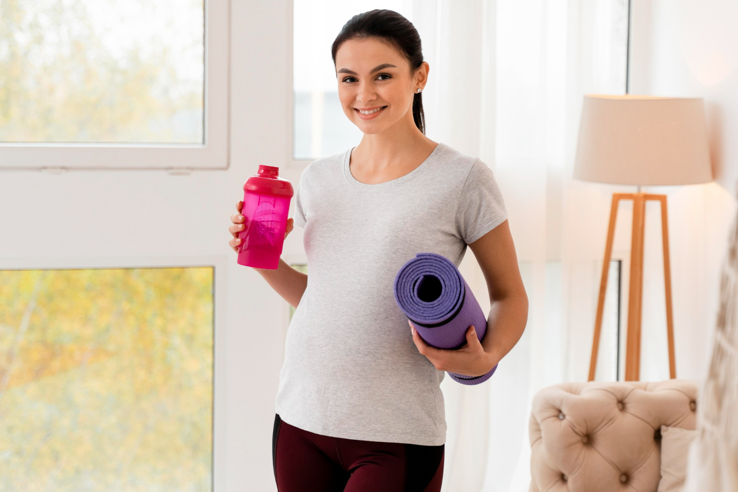 Using household items like water bottles for at-home workout hacks.