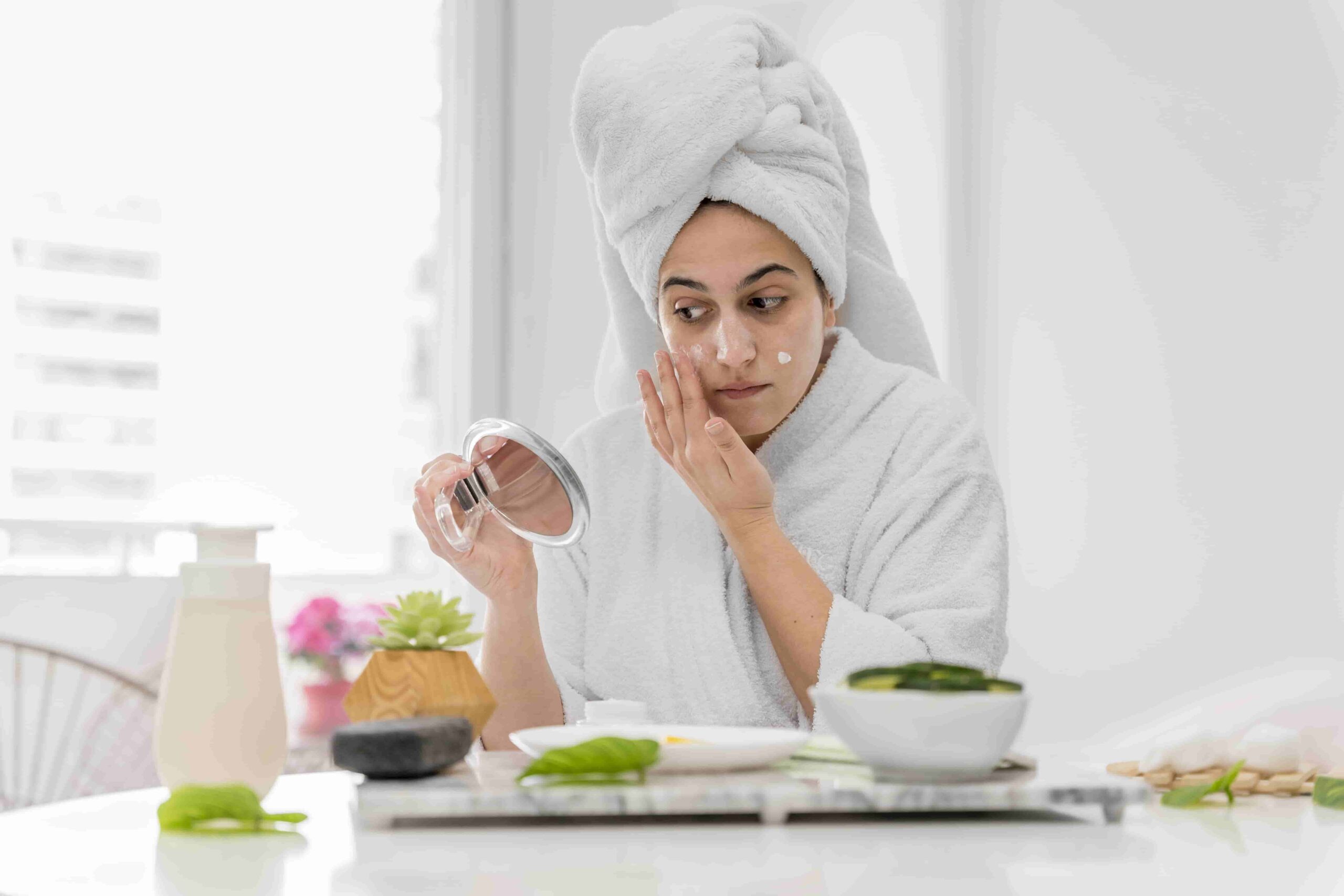 Close-up of a gentle exfoliating product being applied to the skin