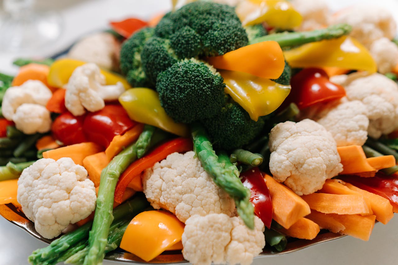 a colorful plate of nutritious foods arranged aesthetically