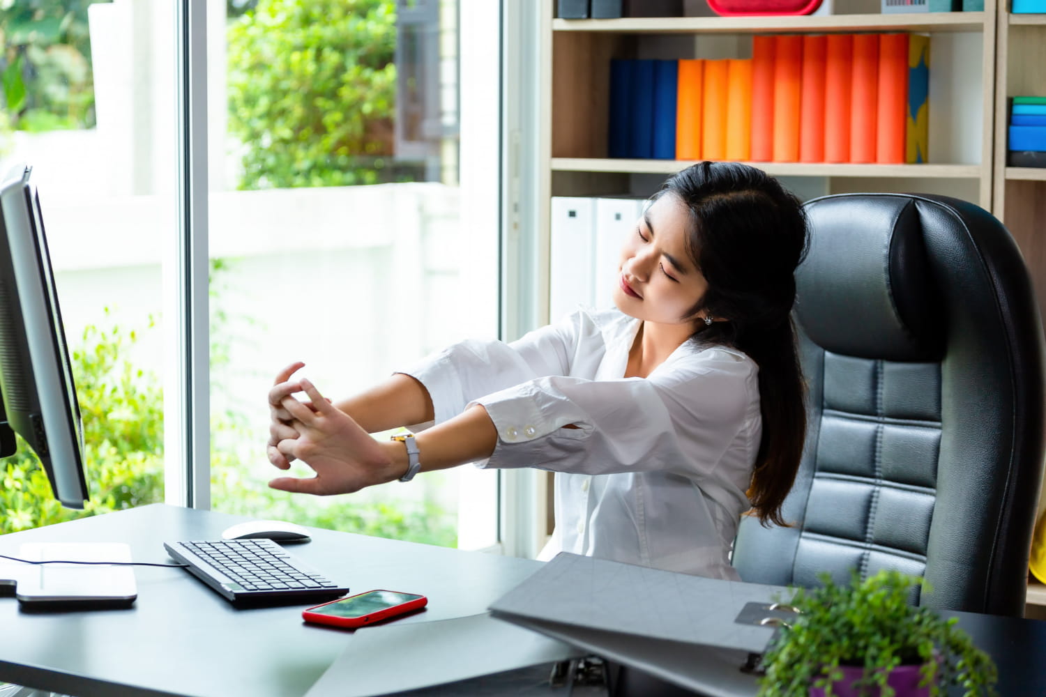 Simple desk exercises for busy professionals.